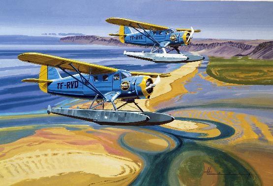 Málaðar myndir af íslenskum farþega flugvélum / Painted Icelandic Commercial Airplanes